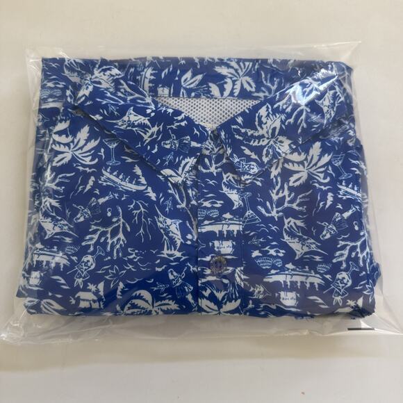 Columbia PFG Hawaiian Short Sleeve Shirt Button Up Hiking Fishing Medium Vented - Picture 10 of 10